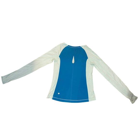 Lululemon Blue and White Workout Shirt with Back Cutout Size 6/Small - Picture 4 of 4